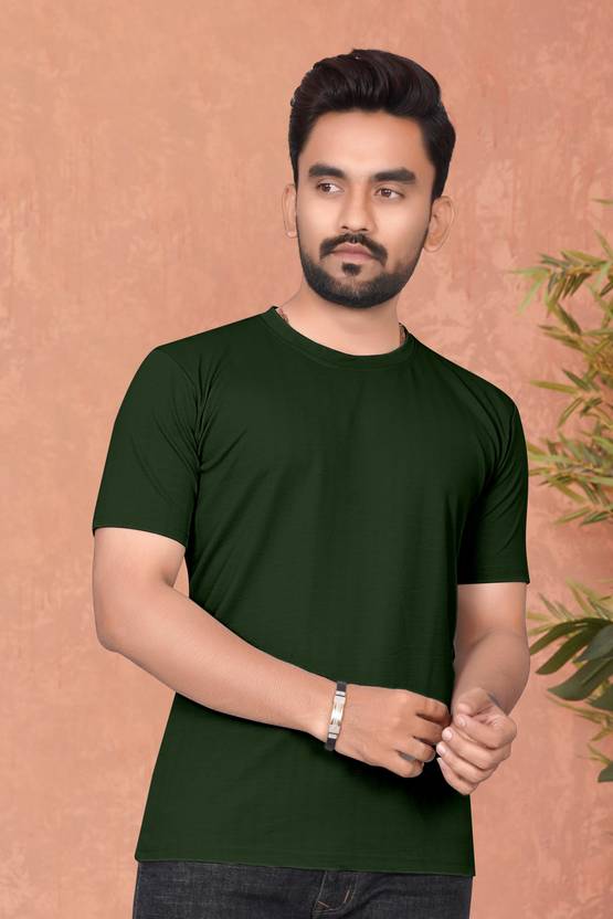 Pair of men's plain round neck half sleeve T-shirts from Drpshippr, shown in a pack of two, in classic colors.