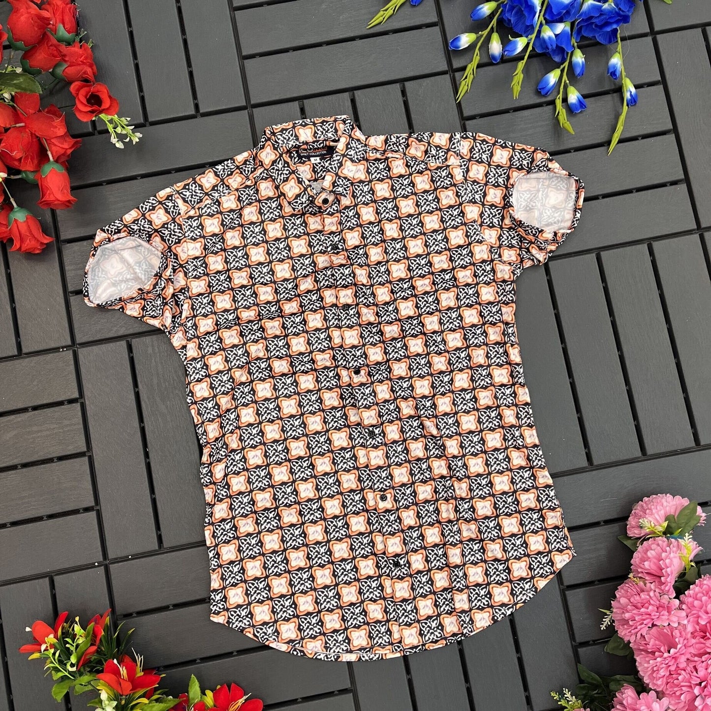 Men's Solid Slim Fit Casual Shirt, Half Sleeve Shirt