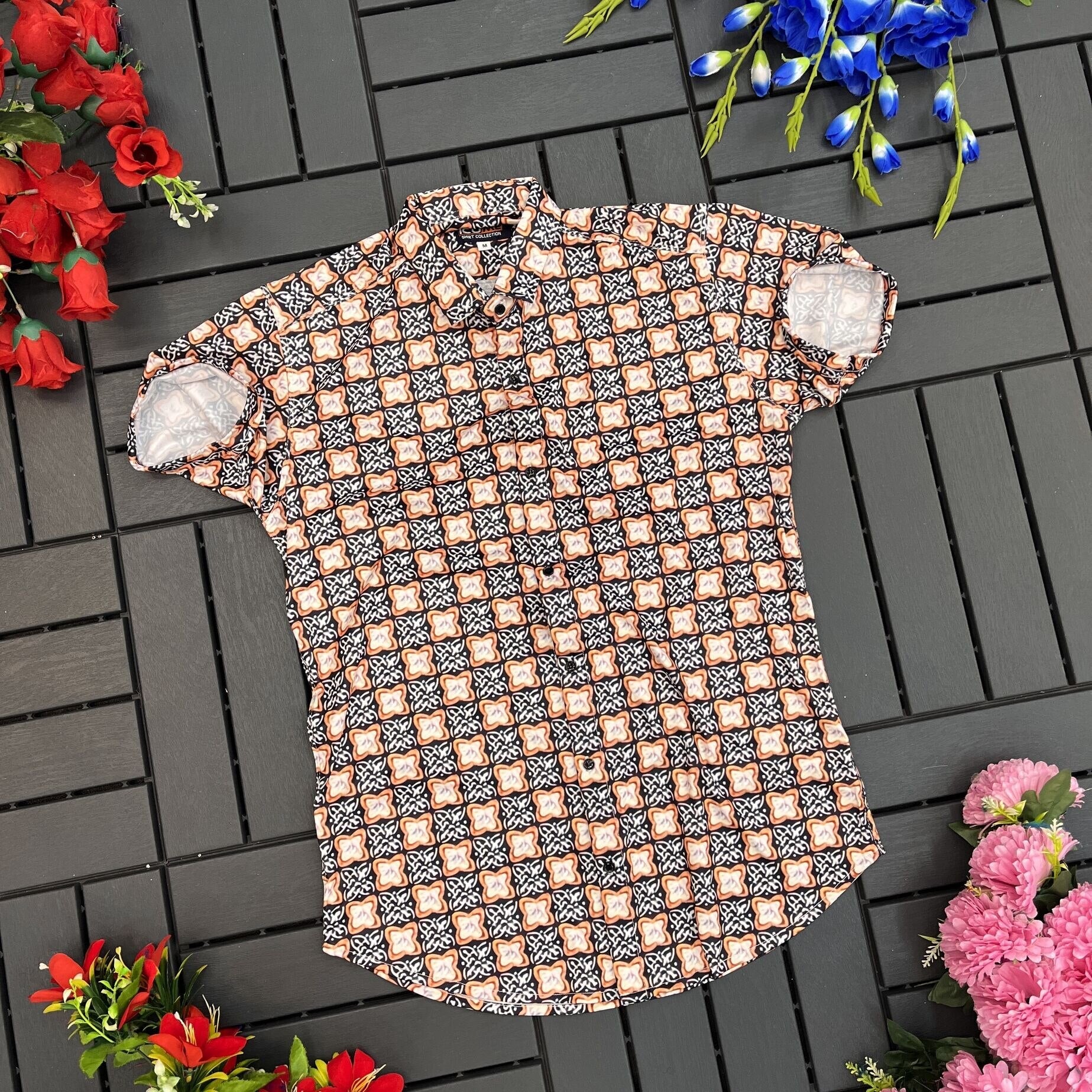 Men's solid slim fit casual shirt with half sleeves from Drpshippr, showcasing a comfortable, stylish design in a neutral color.
