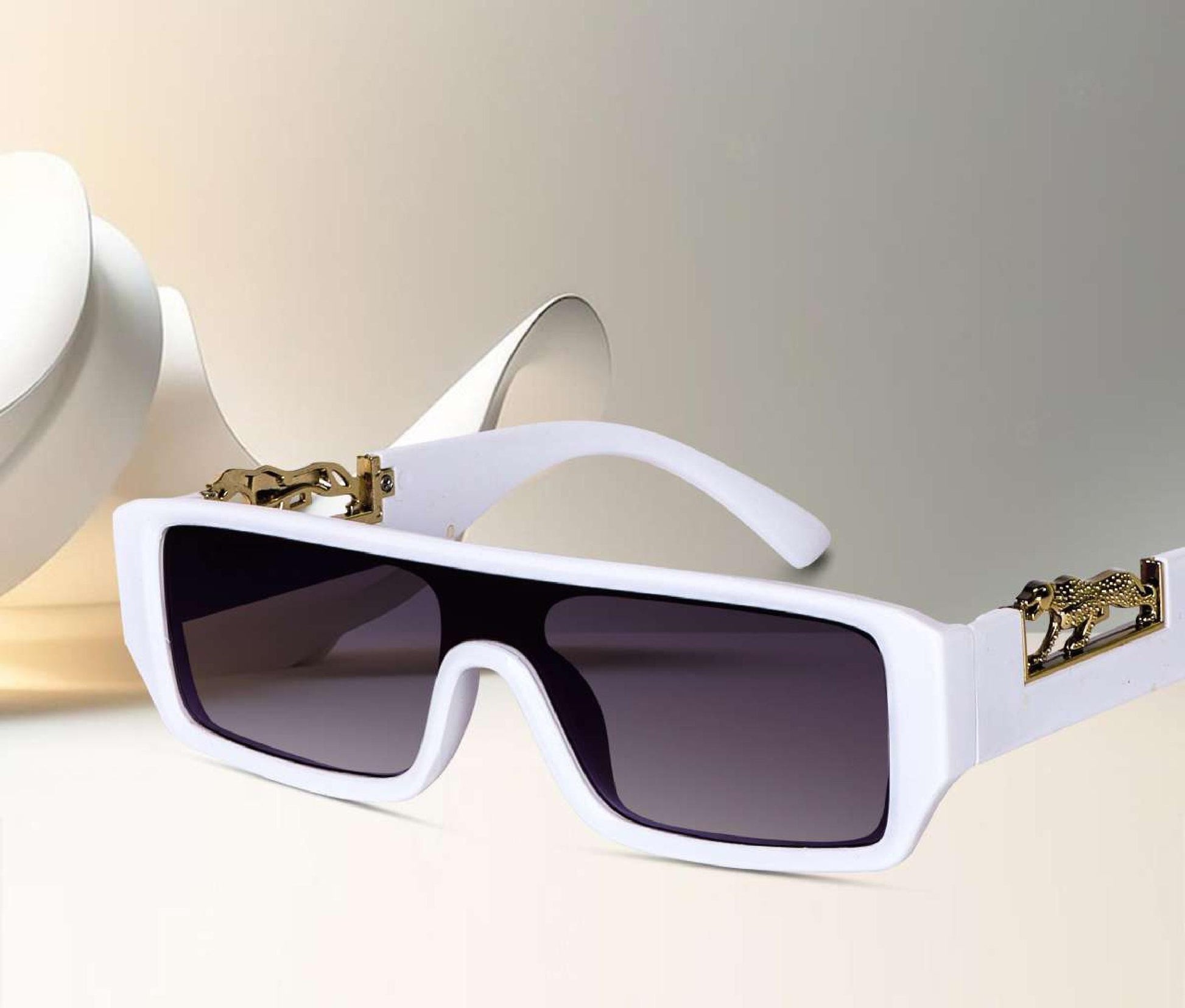 Men's white sunglasses from Drpshippr Men's Collection, featuring a sleek frame and stylish design for everyday wear.