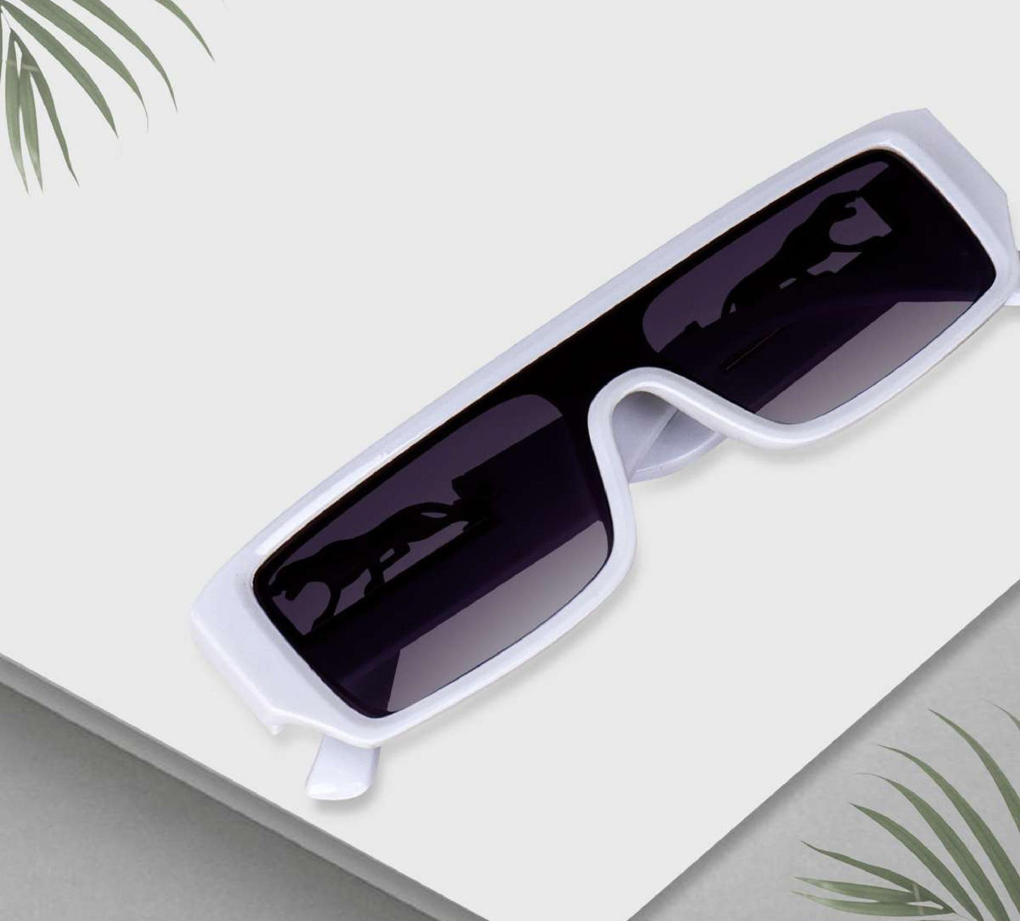 Men's white sunglasses from Drpshippr Men's Collection, stylish eyewear with a sleek frame and tinted lenses.