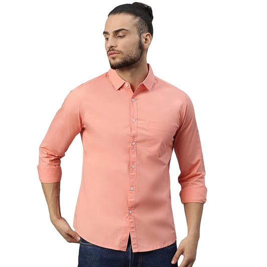 Maroon Mens Slim fit Solid Casual Cotton Shirt