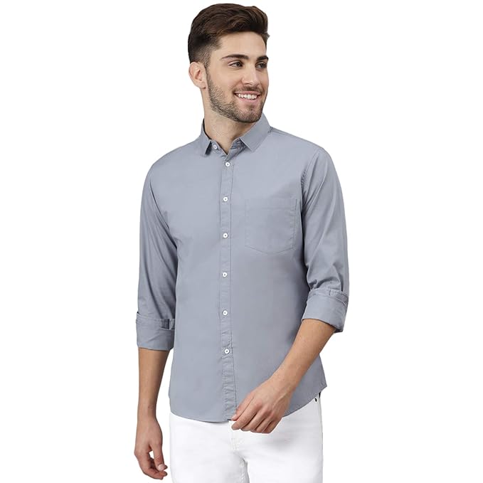 Black Mens Slim fit Solid Casual Cotton Shirt