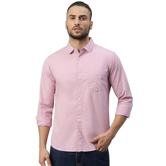 Blue Mens Slim fit Solid Casual Cotton Shirt