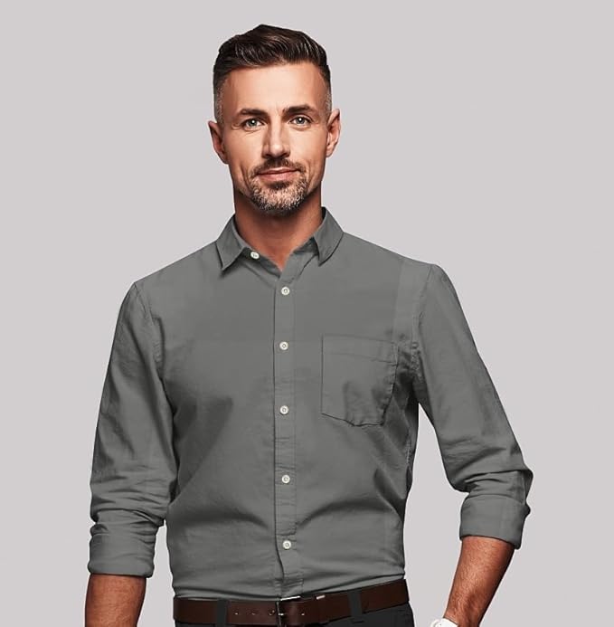 Stylish Grey Men's Solid Formal Shirt