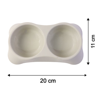 Dual Pet Food And Water Feeding Tray Double Bowl Feeder For Dogs Cats (1 Pc)