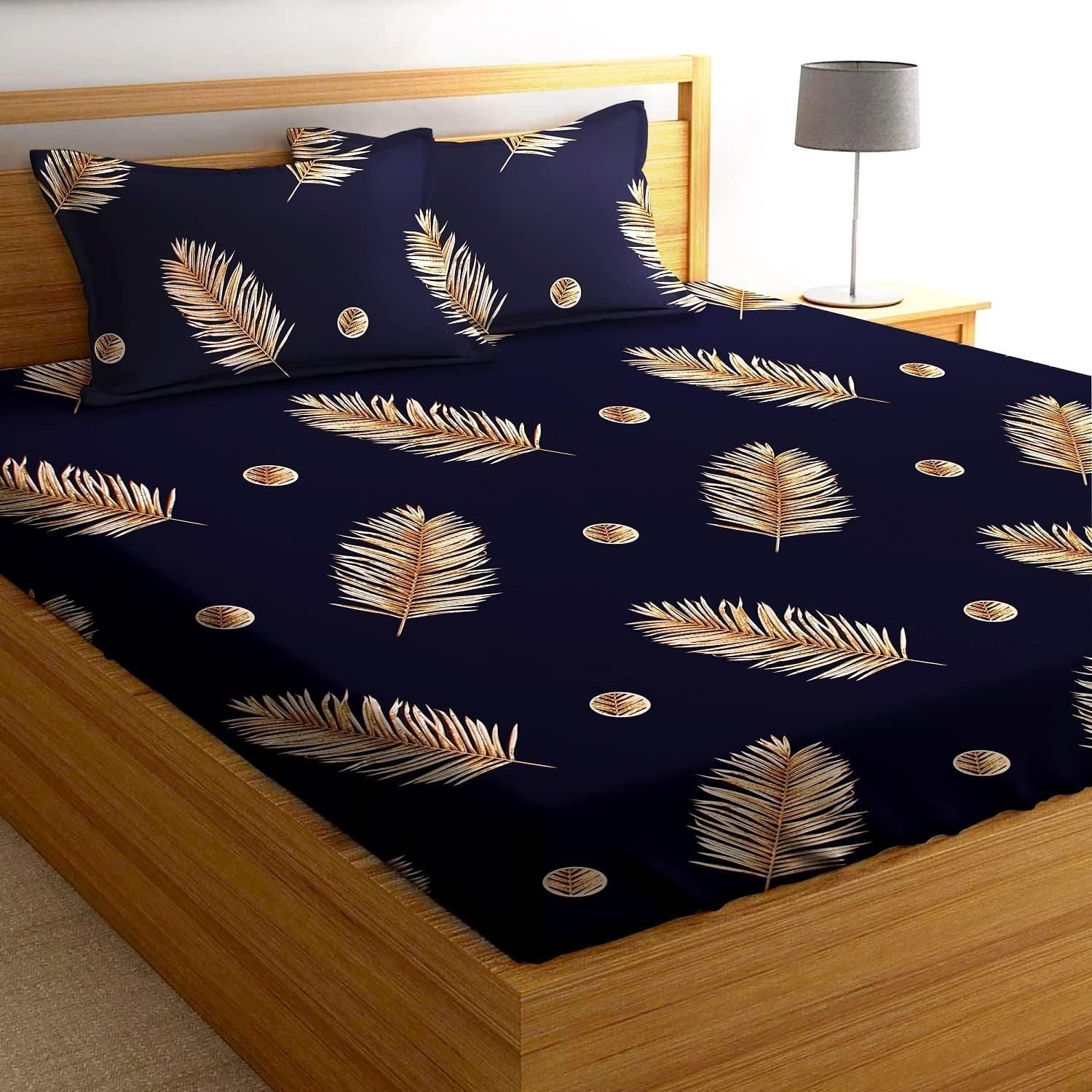 Drpshippr microfiber elastic fitted double bedsheet showing smooth fabric and snug elastic edges on a bed.