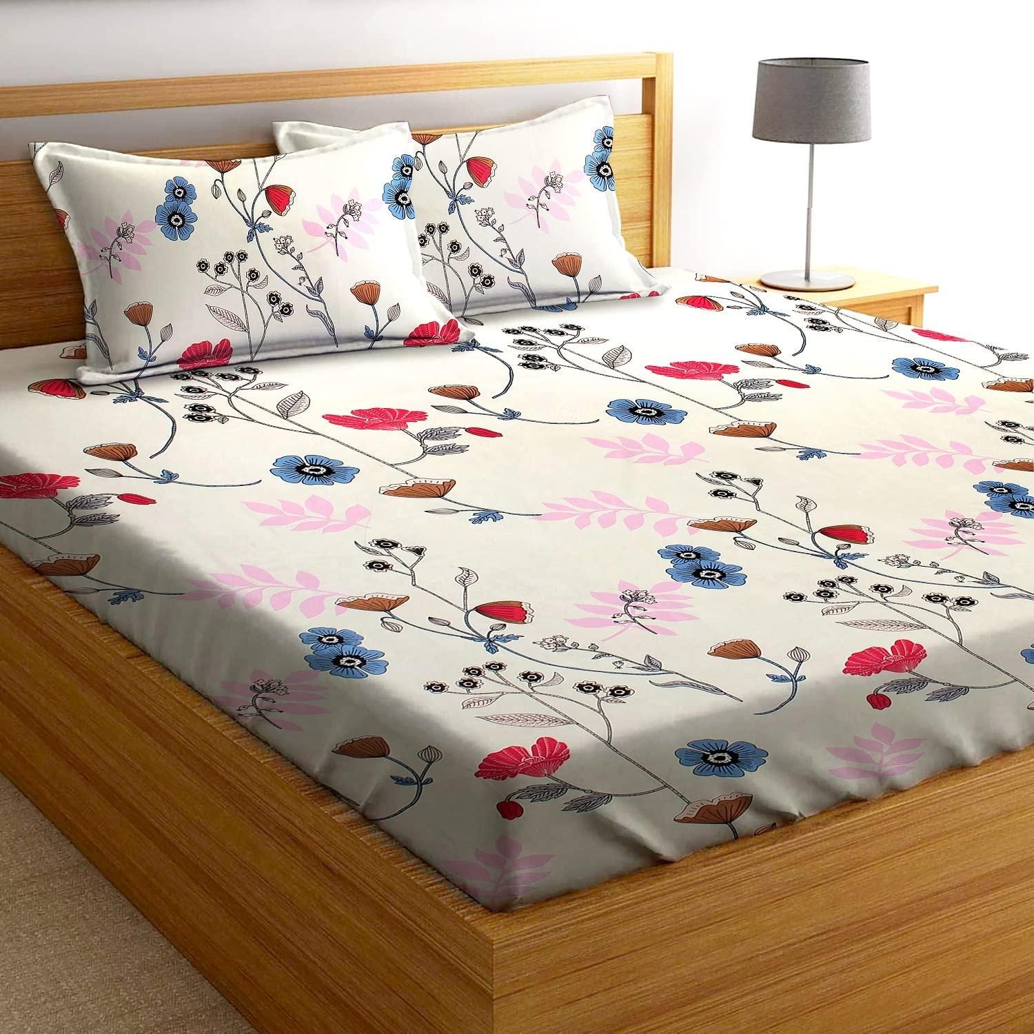 Microfiber elastic fitted double bedsheet by Drpshippr, showing smooth fabric with elastic edges for a snug fit on a double bed.