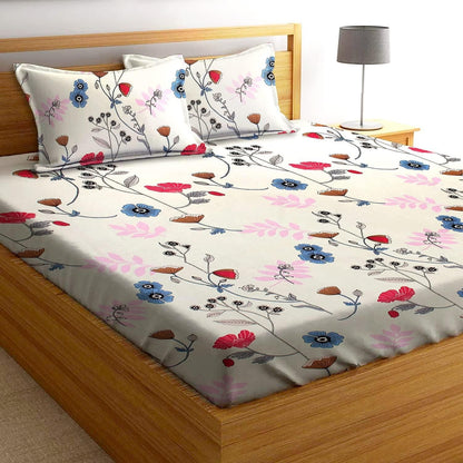 Microfiber elastic fitted double bedsheet by Drpshippr, showing smooth fabric with elastic edges for a snug fit on a double bed.