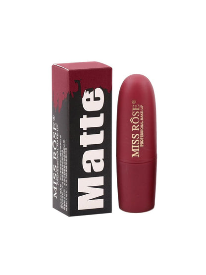 Miss Rose matte finish bullet lipstick in shade Chii 7301-026B 49, with sleek bullet design and vibrant color.