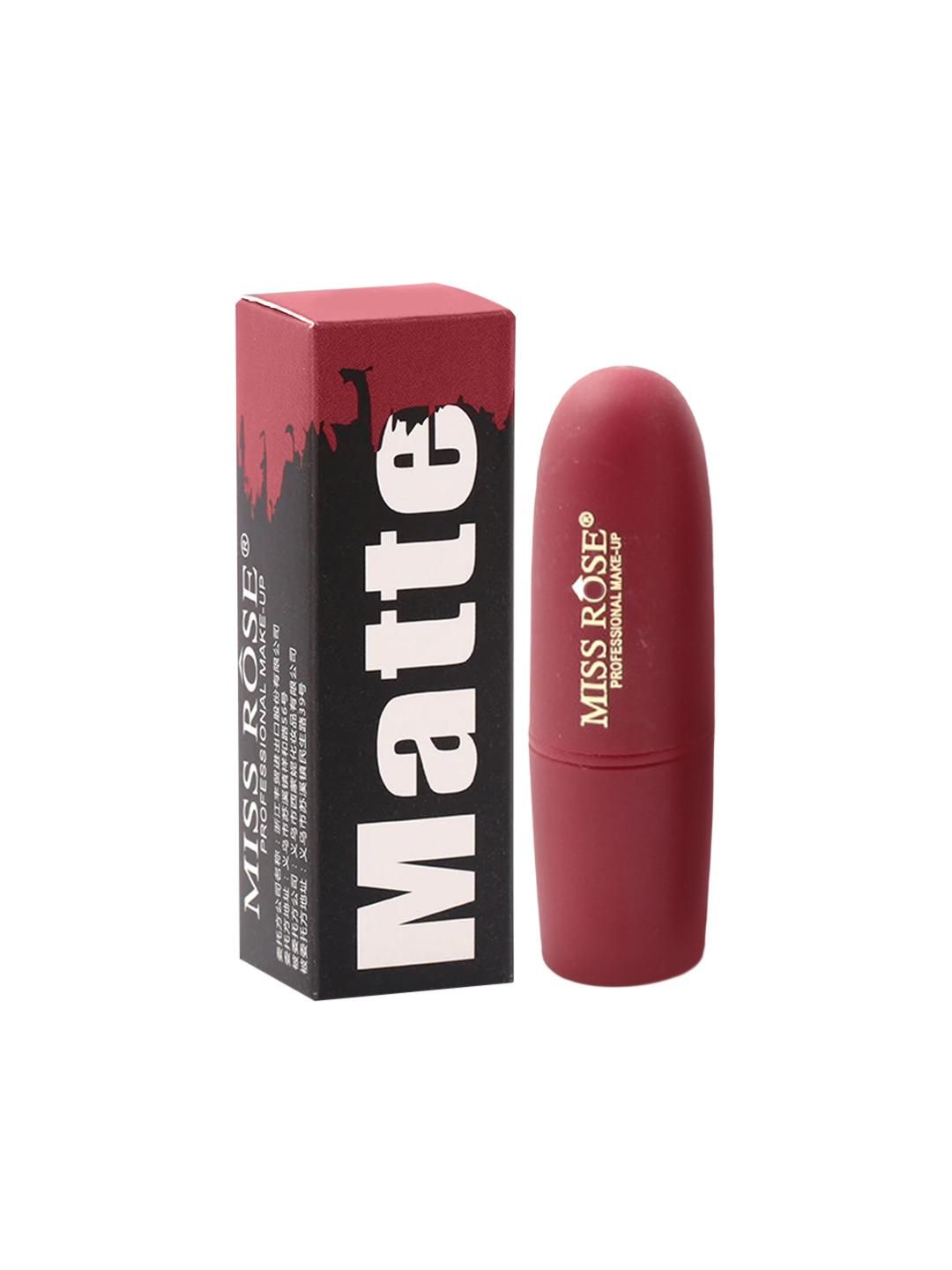 Miss Rose matte finish bullet lipstick in shade LRIS 7301-026B 36, showcasing rich color and sleek packaging.
