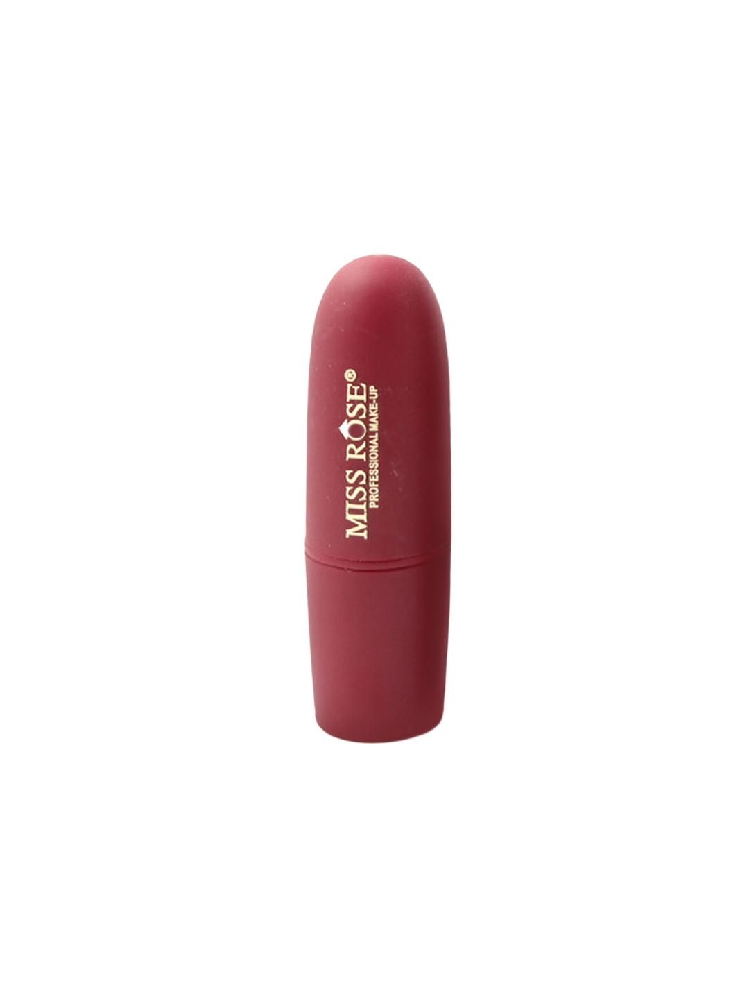 Miss Rose matte finish bullet lipstick in shade LRIS 7301-026B 36, showcasing the smooth, vibrant lipstick bullet.