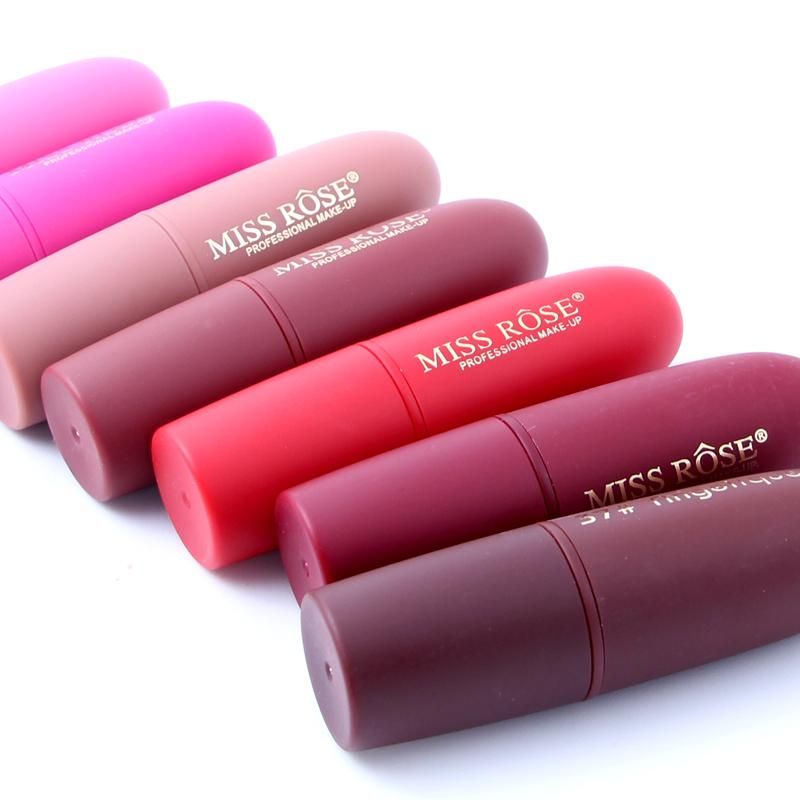 Miss Rose matte bullet lipstick in Passion shade 7301-026B, deep red color, shown in the image.