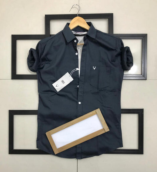 Seasons Men Navy Normal Fit Full Sleeves Shirt