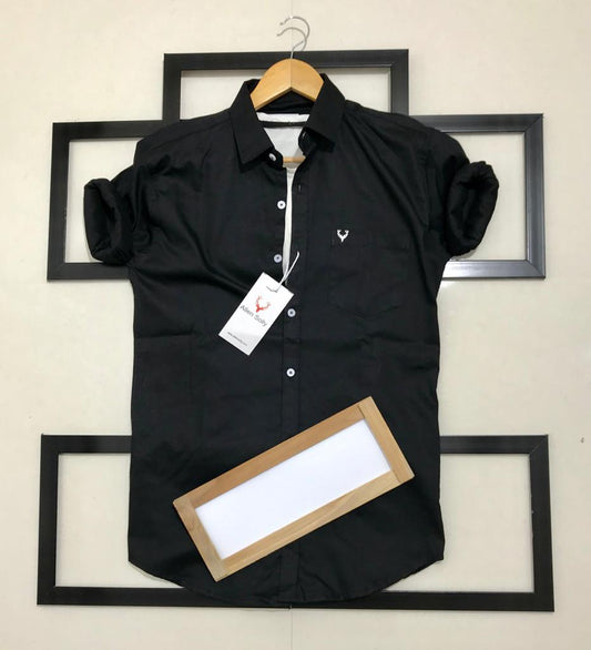 Seasons Men Black Normal Fit Full Sleeves Shirt