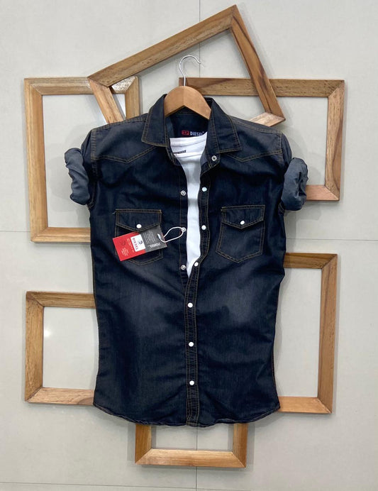Seasons Navy Denim Full Sleeves Men Shirt
