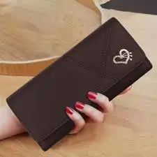 Ekom women's stylish PU leather wallet with multiple compartments, rose and golden color, compact clutch for women, 10x4 cm.