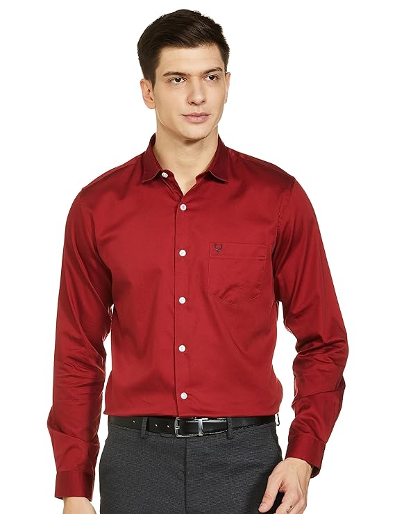 Maroon Regular Fit Men Formal Shirt