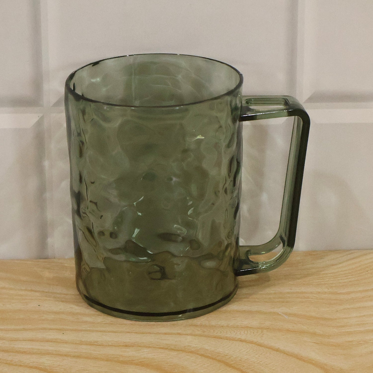 Textured Plastic Drinking Mug With Handle For Bathroom And Home Use (1 Pc)