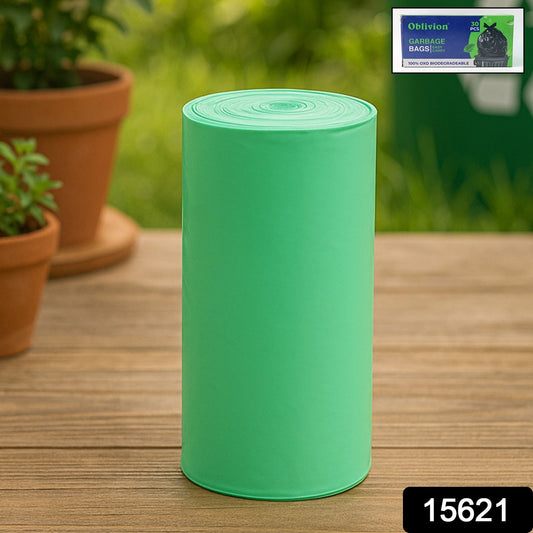 Green compostable corn starch garbage bags from Wukusy, 17x19 inches, ideal for eco-friendly home waste disposal.