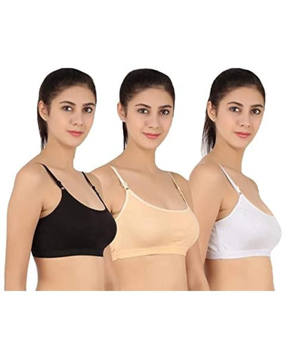 MUMTAJ Combo 3 Women's Air Bra, Sports Bra, Stretchable Non-Padded and Non-Wired Seamless Bra, Free Size (Fits Best - Size 28 to 38) Sexy Look