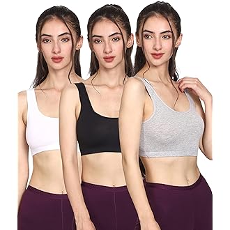 MUMTAJ Combo 3 Women's Air Bra, Sports Bra, Stretchable Non-Padded and Non-Wired Seamless Bra, Free Size (Fits Best - Size 28 to 38) Sexy Look