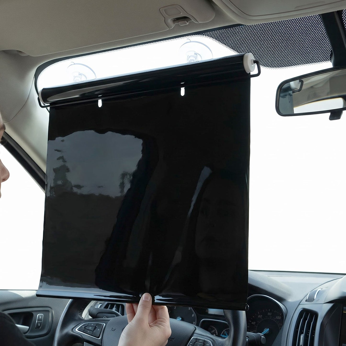 Retractable Car Windshield Sun Shade Curtain With Suction Cup Mounting (1 Set)