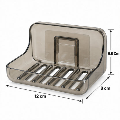 Wukusy Apex wall-mounted soap holder with drain and adhesive, bathroom soap dish, sleek design, and durable construction.