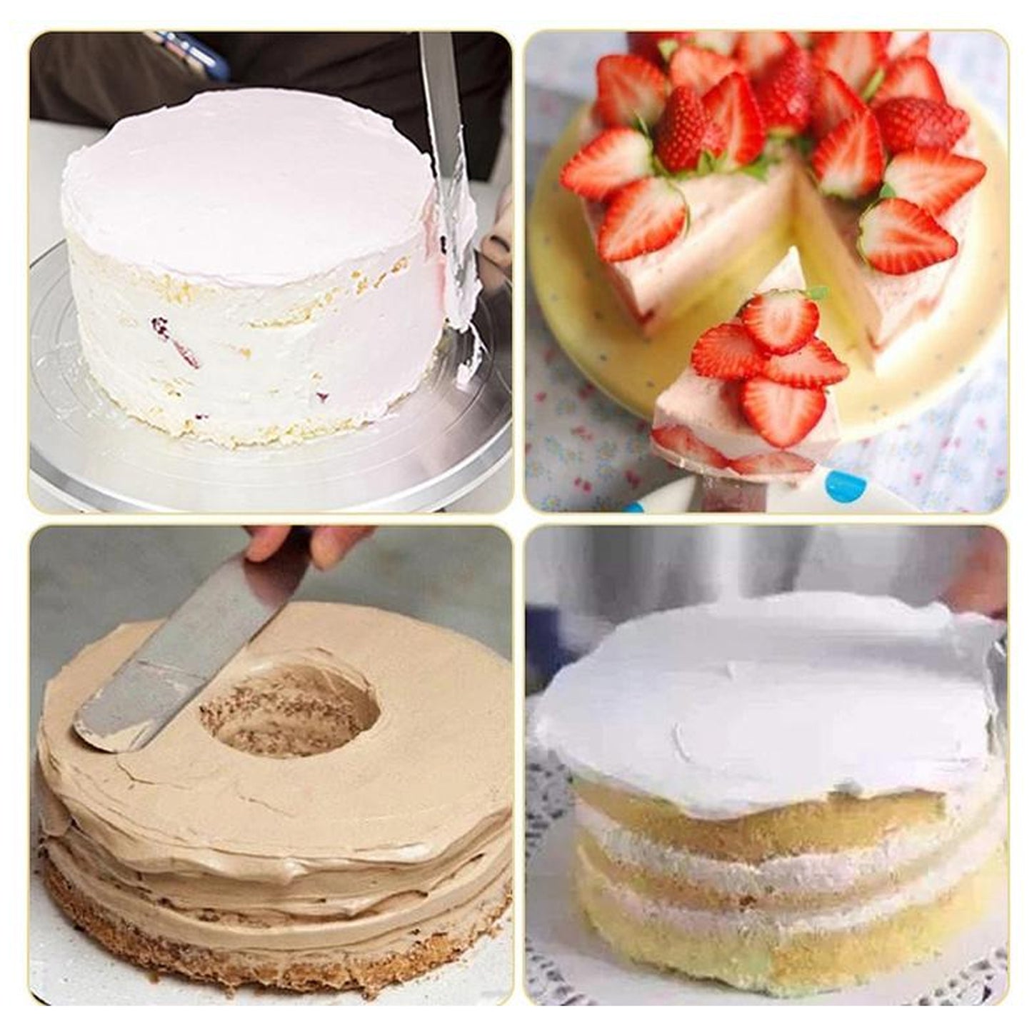 2805 Multi-function Stainless Steel Cake Icing Spatula Flat Angular Triangle Pallet Knife Set