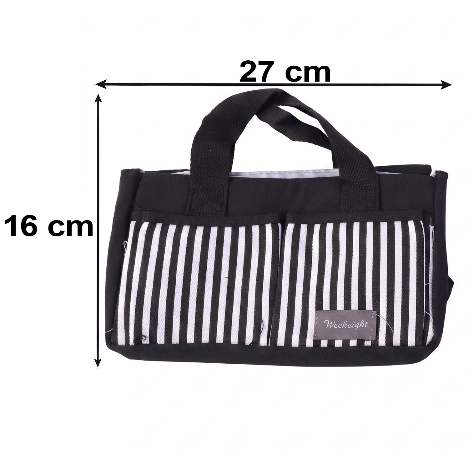 Wukusy multipurpose travel organizer bag with handles, 27x16 cm, showing compartments for toiletries and accessories.