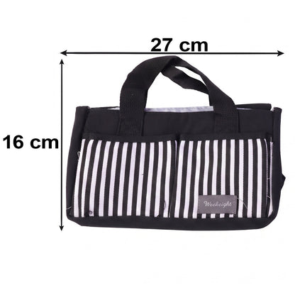 Wukusy multipurpose travel organizer bag with handles, 27x16 cm, showing compartments for toiletries and accessories.