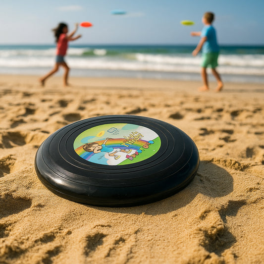 Wukusy Funwoods small outdoor flying disc toy for kids, perfect for throwing and catching in the yard or park.