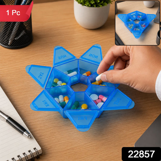 Weekly Plastic Pill Box With Seven Day Compartments And Individual Lids (1 Pc)