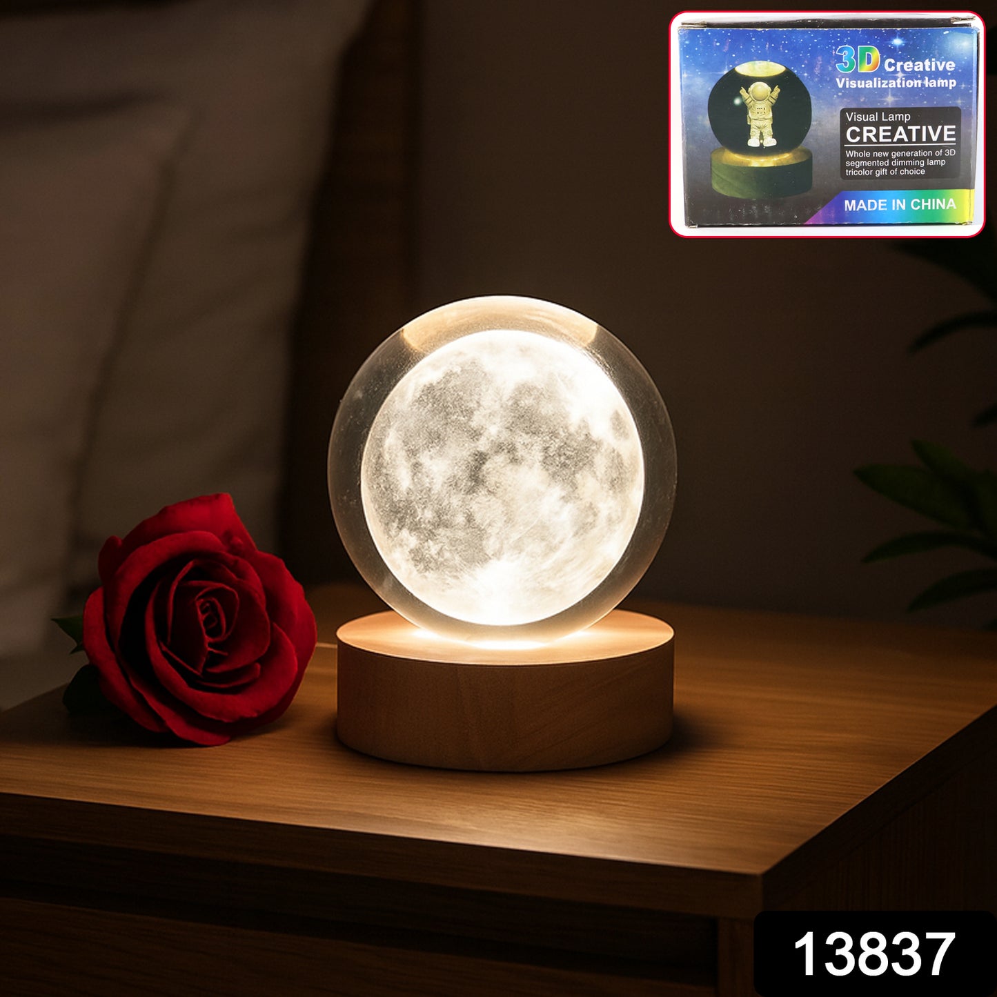 3d Crystal Ball Lamps With Base  (1 Pc)