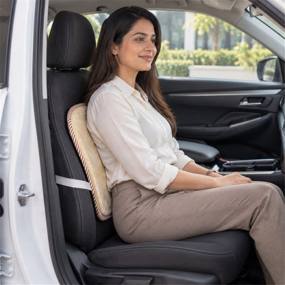 Wukusy car seat backrest cover with mesh backing and elastic strap, measuring 43x40 cm, for added comfort and protection.