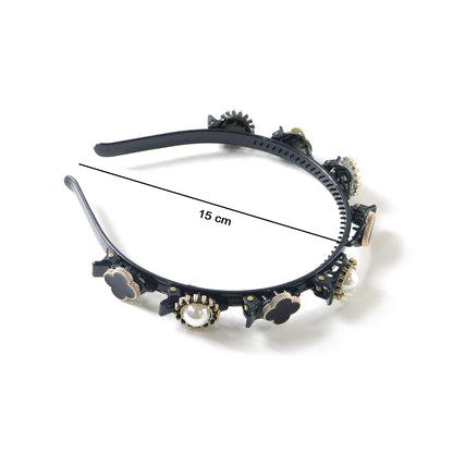 Premium Decorative Headband Stylish Black  Gold Finish Hair Band (1 Pc)