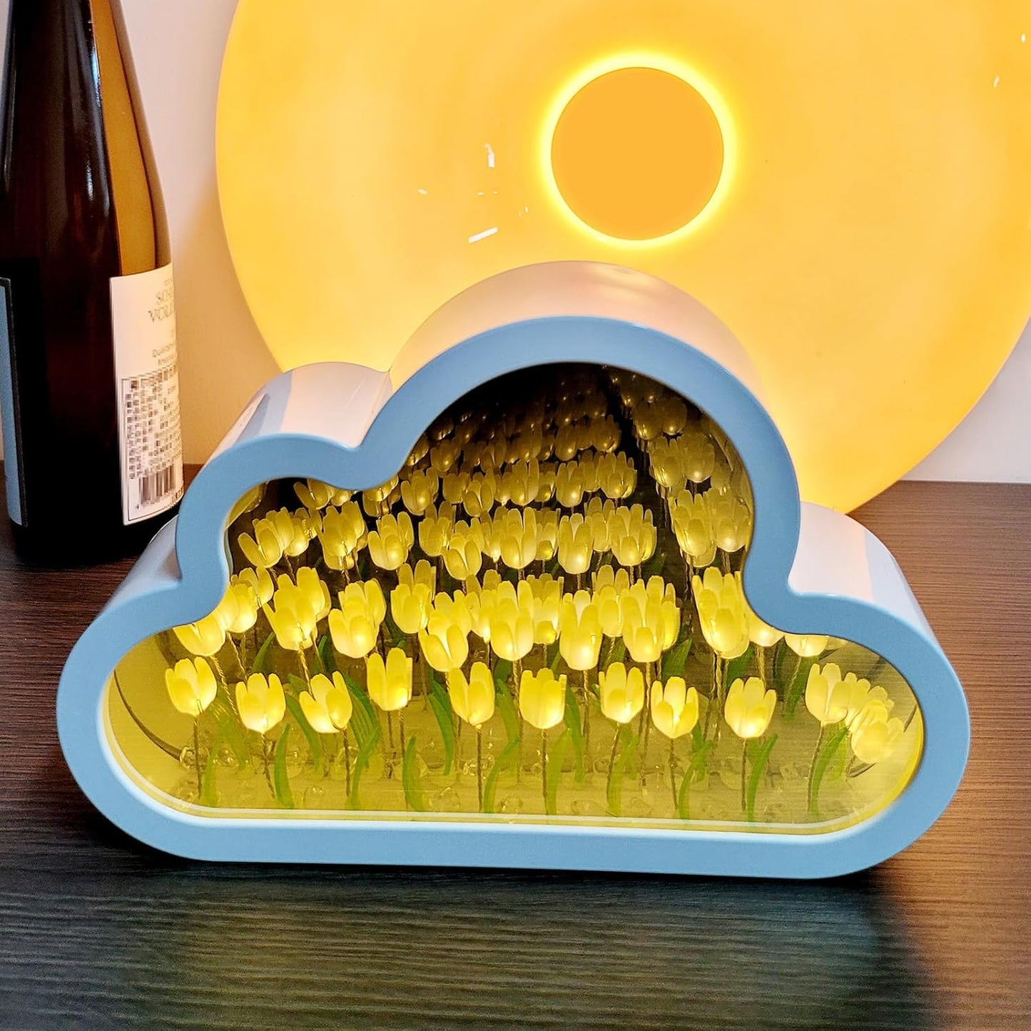 Drpshippr cloud mirror tulip night lamp, decorative table light for home decor and ambient lighting.