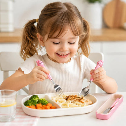Kids Stainless Steel Cutlery Set 3 In 1 Fork Knife Spoon With Case (3 Pc Set)