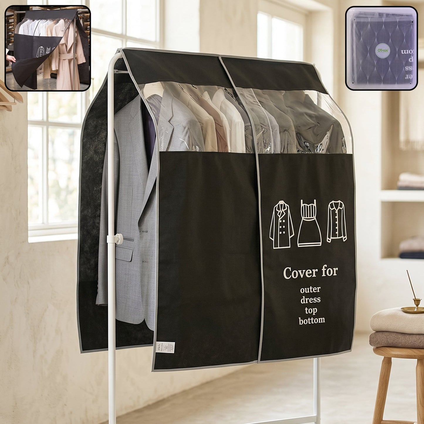 Hanging Garment Dust Cover  Keeps Clothes Neat  Dust-free