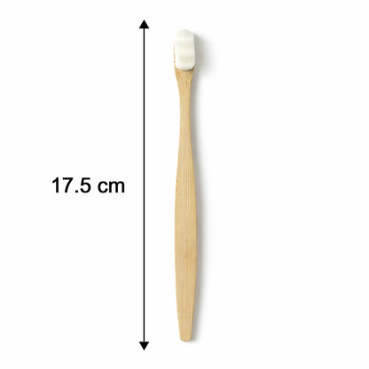 Wukusy natural wooden handle toothbrush with case, eco-friendly dental cleaning brush for oral hygiene, close-up view of the brush and case