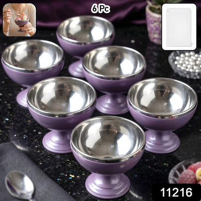 6 Pc Stainless Steel Dessert Bowl Cup Set With Stand