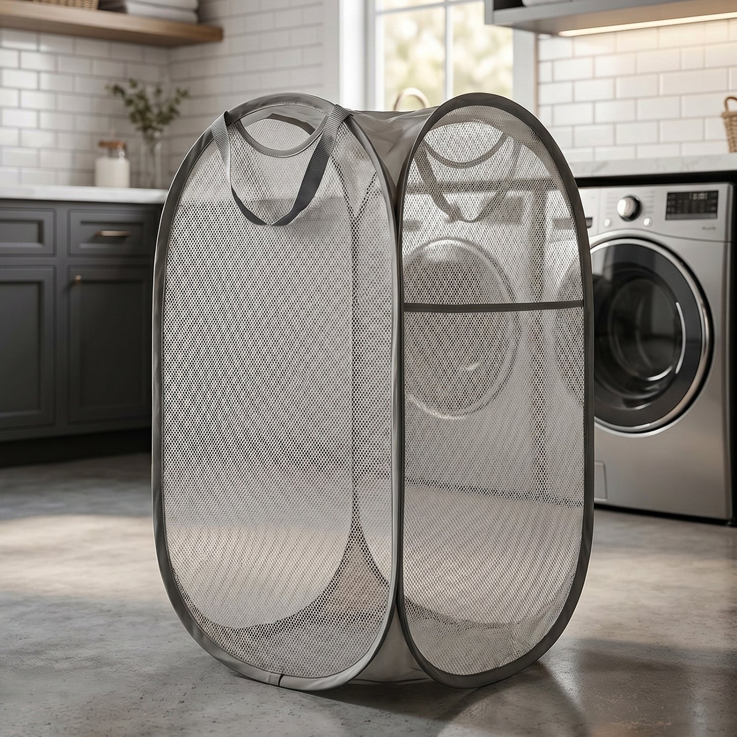 Foldable Mesh Laundry Basket Clothes Storage Bag (1 Pc Mix Design  Size)