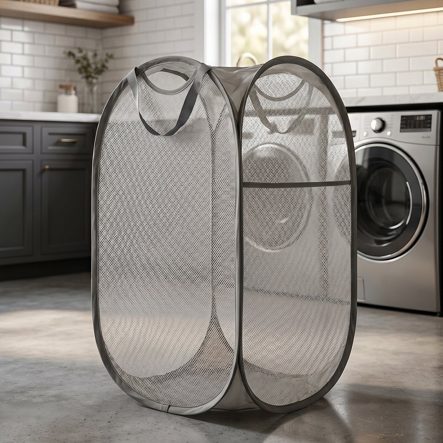 Foldable Mesh Laundry Basket Clothes Storage Bag (1 Pc Mix Design  Size)