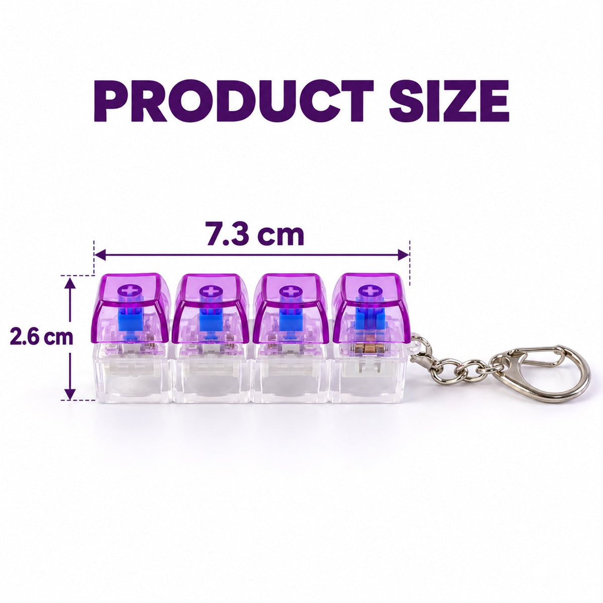 Keyboard Switch Clicky Keychain With Four Keys And Metal Clasp For Bags (1 Pc)