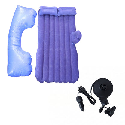 Blue Wukusy portable car air mattress bed set with pump and pillows, inflatable and suitable for travel comfort.