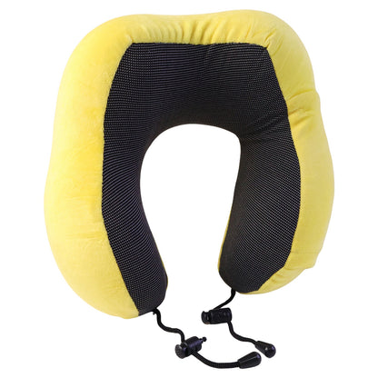 U Shaped Soft Neck Pillow Yellow Plush Travel Pillow With Drawstring (1 Pc)