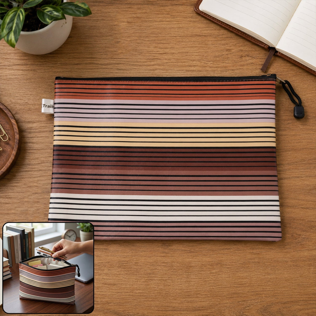Zipper Document Pouch  Waterproof A4 File Organizer For Office  School