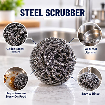 Wukusy 12-piece kitchen steel scrubbers for cleaning metal utensils, pots, and pans