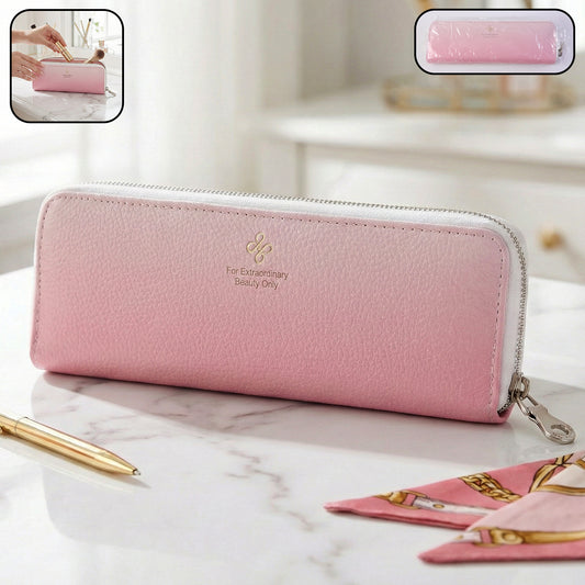 Wukusy premium makeup brush storage pouch with zip closure, designed to hold and organize makeup brushes securely.