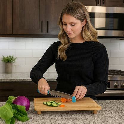 Wukusy Supermom wooden craft cutting and chopping board, natural wood surface with smooth edges, ideal for kitchen prep and crafting.